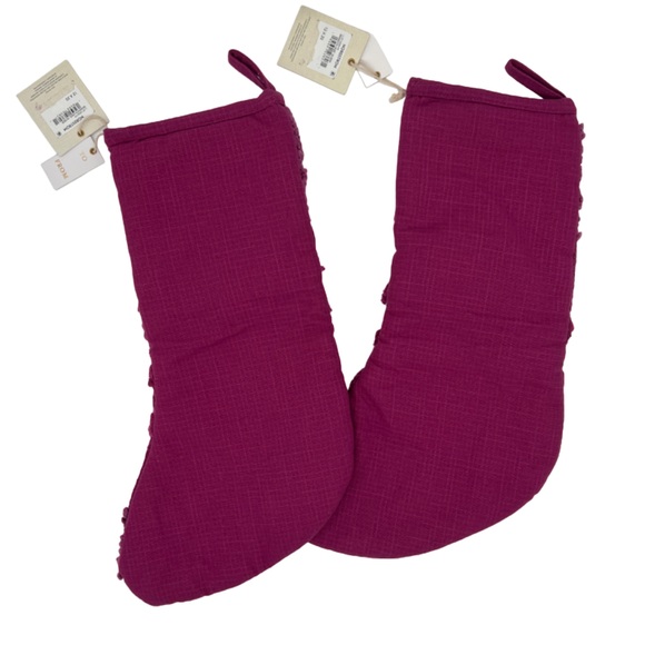 Lumina Lou (2) India Magenta Tassel Holiday Christmas Stocking Nordstrom 12x20 - Picture 7 of 7
